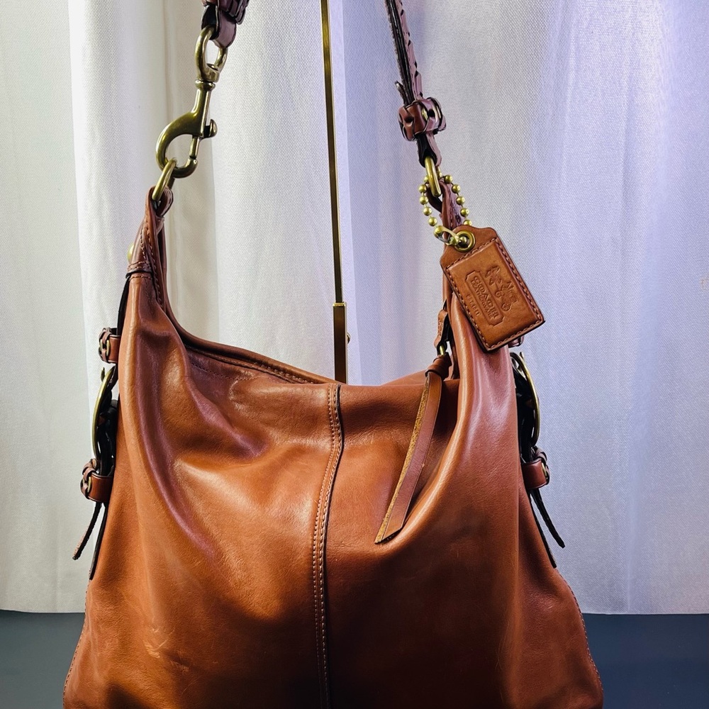 Coach Natural Brown Leather Hobo Bag
